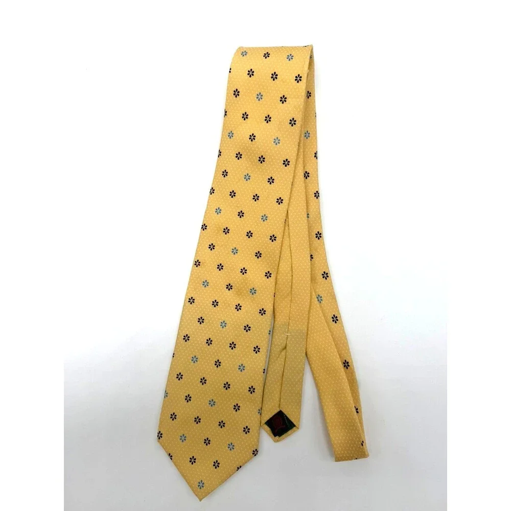 Tommy Hilfiger Silk Tie Vintage 90s Yellow Geometric Medallion Extra Long XL USA